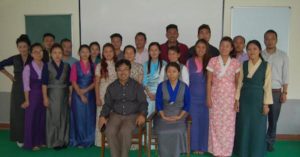 Mr Tsering Samdup, head of the Traditional Education section, Department of Education and Ms Sonam Gangsang, workshop facilitator with the participants